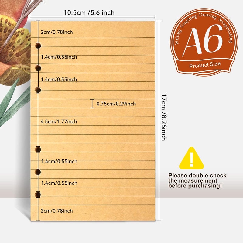 LEOBRO A6 Refill Paper, 3 Pack 45PCS Loose Leaf Lined Paper for A6 Binder Journal Notebook, Planner Inserts, with Binder Pocket, for Stationery - Image 2