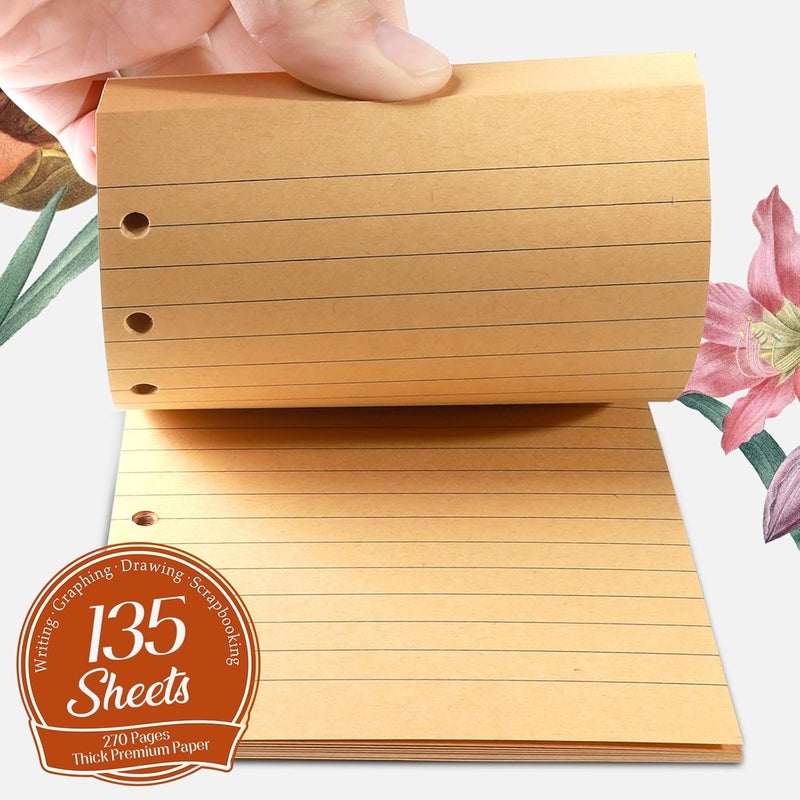 LEOBRO A6 Refill Paper, 3 Pack 45PCS Loose Leaf Lined Paper for A6 Binder Journal Notebook, Planner Inserts, with Binder Pocket, for Stationery - Image 3