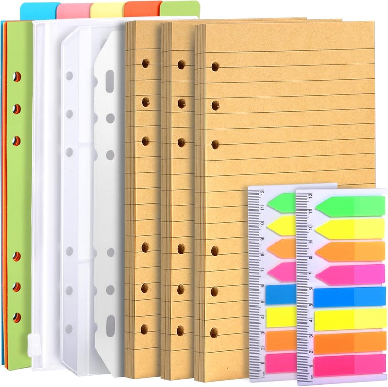 LEOBRO A6 Refill Paper, 3 Pack 45PCS Loose Leaf Lined Paper for A6 Binder Journal Notebook, Planner Inserts, with Binder Pocket, for Stationery - Image 1