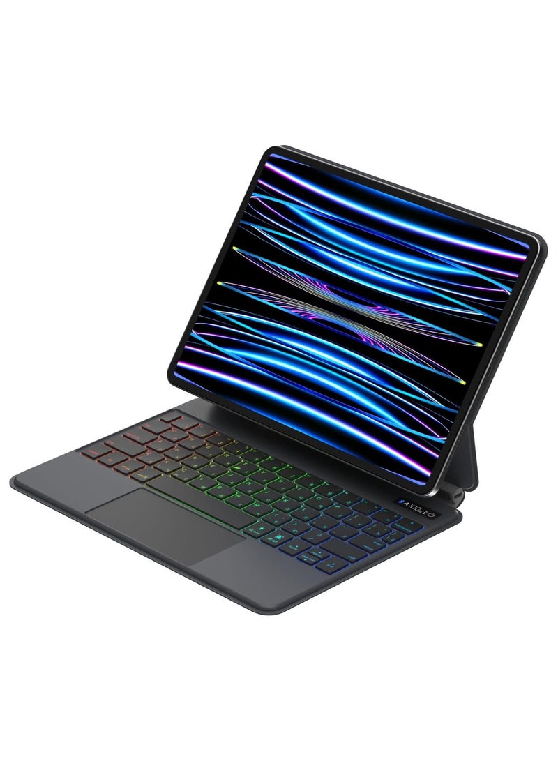 Magic Smart Bluetooth Keyboard Case Compatible with iPad Air 11 inch (2024) M2, iPad Air 6th Generation - With Trackpad RGB Backlit Keyboard For iPad Air 6 - Image 1