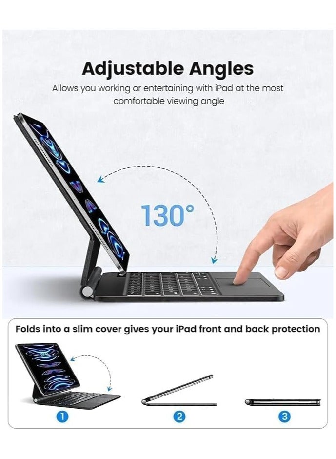 Magic Smart Bluetooth Keyboard Case Compatible with iPad Air 11 inch (2024) M2, iPad Air 6th Generation - With Trackpad RGB Backlit Keyboard For iPad Air 6 - Image 4