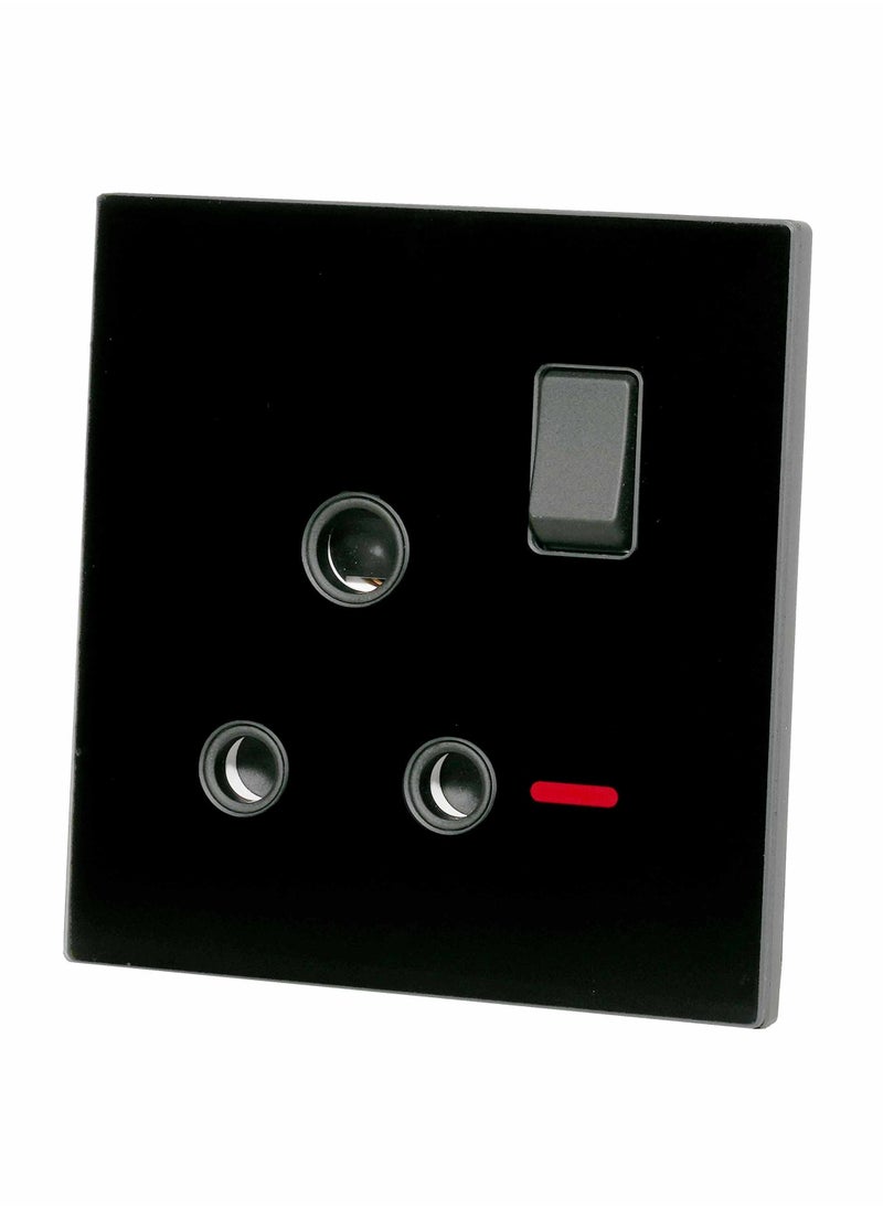 Donmarco - Outlet Socket 15A – Ultra Thin Glass, Stylish and Durable Design , Fire-Resistant Electric Outlet , 15-Year Warranty , (Matt Black) - Image 1