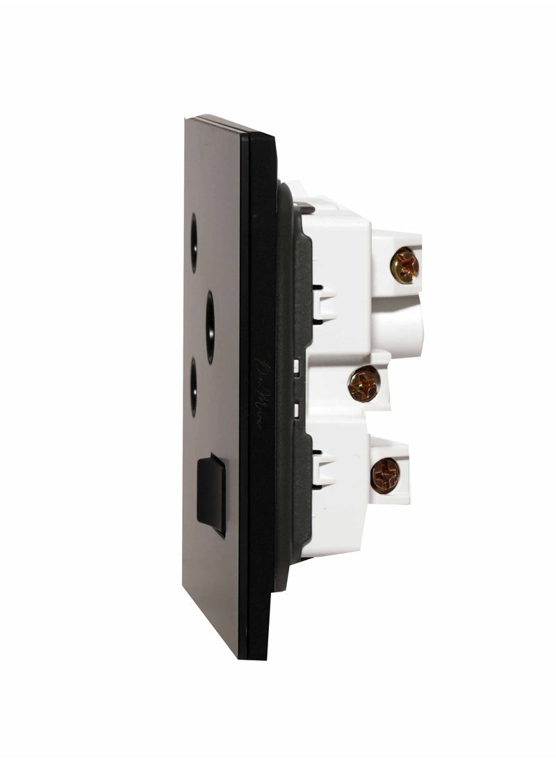 Donmarco - Outlet Socket 15A – Ultra Thin Glass, Stylish and Durable Design , Fire-Resistant Electric Outlet , 15-Year Warranty , (Matt Black) - Image 1