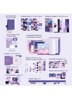 Henoyso Henoyso 2 Sets Aesthetic Scrapbook Supplies Kit 694 Pcs Vintage Bullet Junk Journal Scrapbooking Art Journaling Kit Stationery A6 Grid for Craft DIY Gift Teen Girl Women Birthday (Moonlight, Sunset)  - Image 2