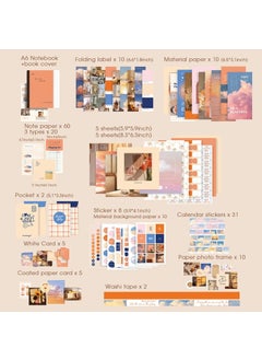 Henoyso Henoyso 2 Sets Aesthetic Scrapbook Supplies Kit 694 Pcs Vintage Bullet Junk Journal Scrapbooking Art Journaling Kit Stationery A6 Grid for Craft DIY Gift Teen Girl Women Birthday (Moonlight, Sunset)  - Image 3