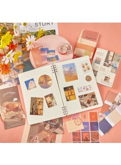 Henoyso Henoyso 2 Sets Aesthetic Scrapbook Supplies Kit 694 Pcs Vintage Bullet Junk Journal Scrapbooking Art Journaling Kit Stationery A6 Grid for Craft DIY Gift Teen Girl Women Birthday (Moonlight, Sunset)  - Image 5