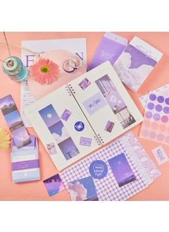 Henoyso Henoyso 2 Sets Aesthetic Scrapbook Supplies Kit 694 Pcs Vintage Bullet Junk Journal Scrapbooking Art Journaling Kit Stationery A6 Grid for Craft DIY Gift Teen Girl Women Birthday (Moonlight, Sunset)  - Image 4