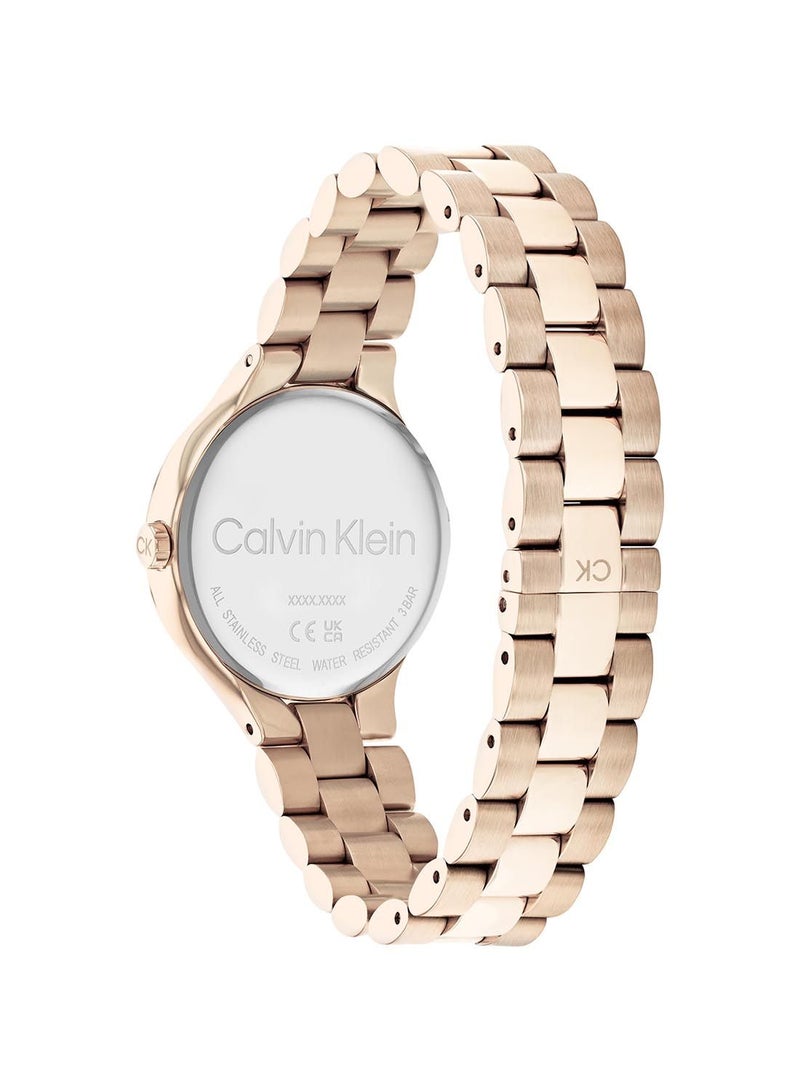 CALVIN KLEIN ساعة يد أنالوج دائرية مقاومة للماء مع حزام ذهبي 25200131 - Image 3