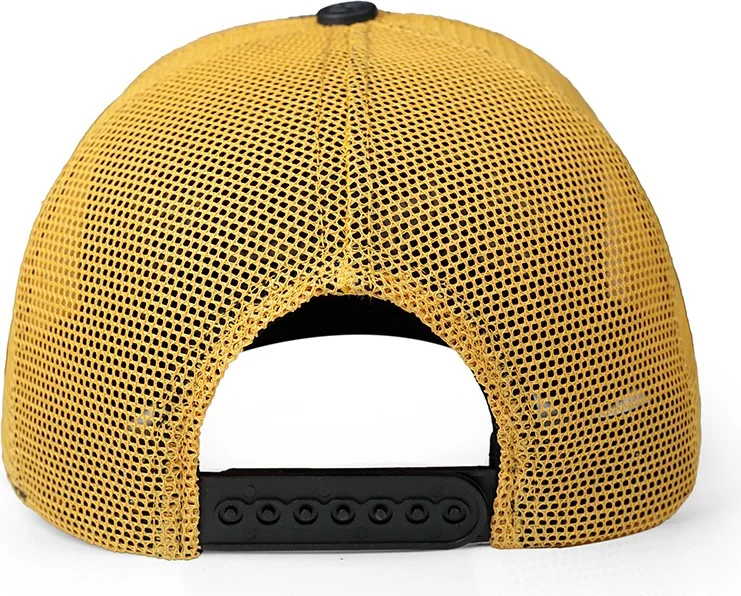 Black Börk V1 Trucker Keep Pushing - 1 Unisex Navy Blue-Yellow Hat with Code Logo