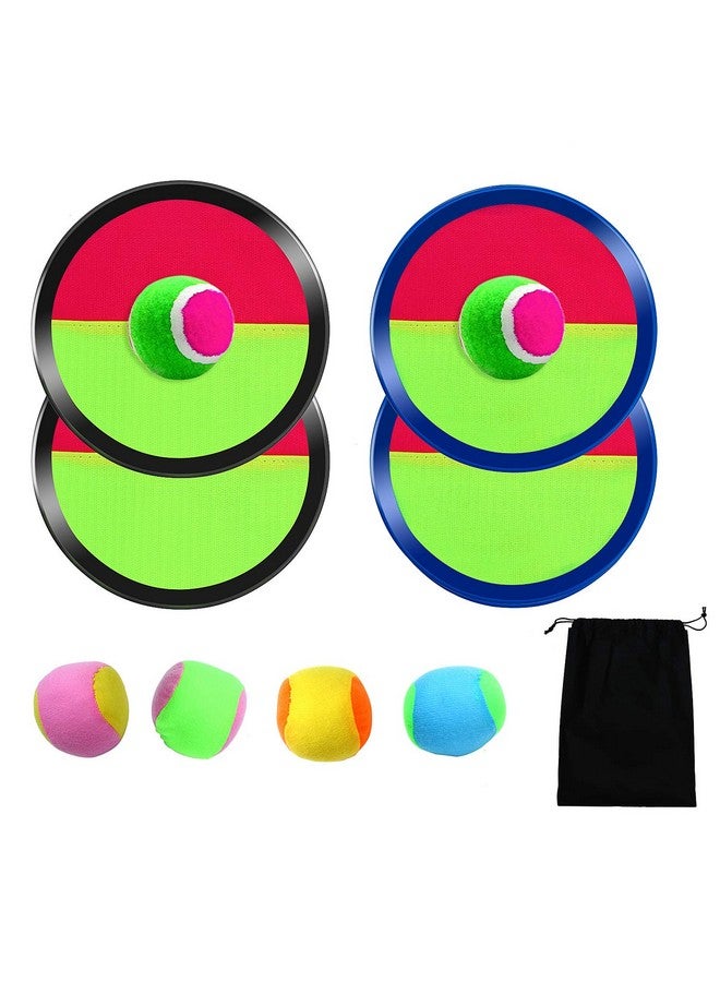 Aneco Aneco Paddle Catch Ball and Toss Game Set Disc Toss and Catch Paddle Game with 1 Storage Bag, 4 Paddles and 6 Balls (2 Big Balls and 4 Small Balls)  - Image 1