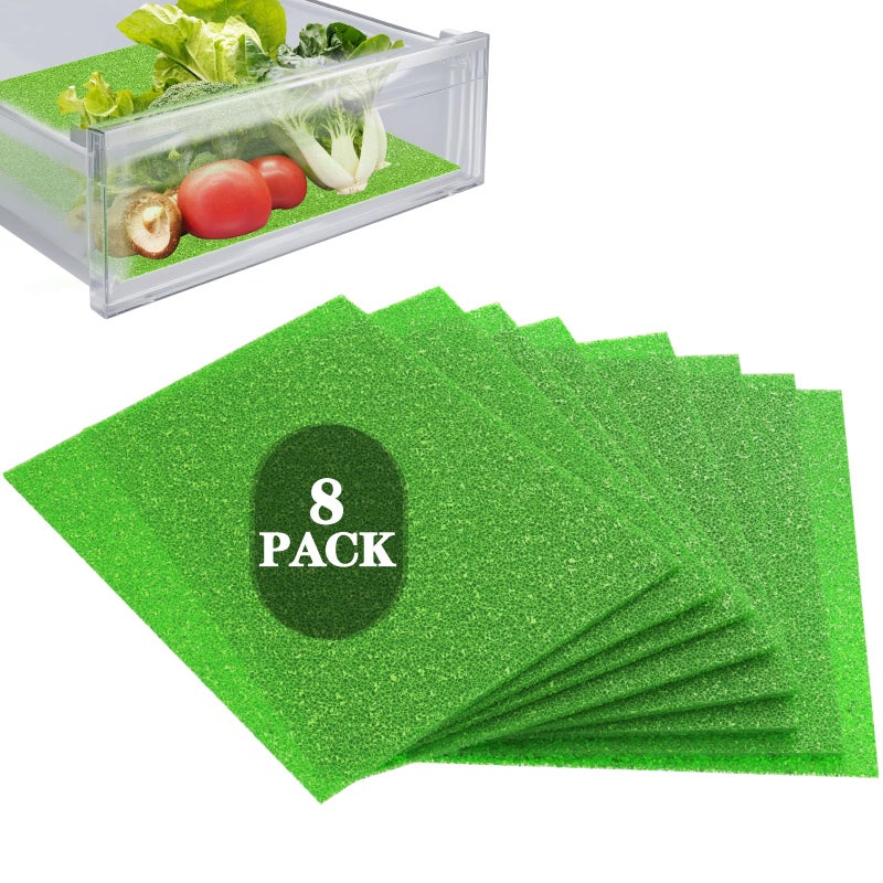 MAXTBEE 8 Pcs Refrigerator Drawer Liners for Fruit and Vegetables Fresher Life Extender,Refrigerator Organizers and Storage, Fridge Shelf Liners(12"x15") - Image 1