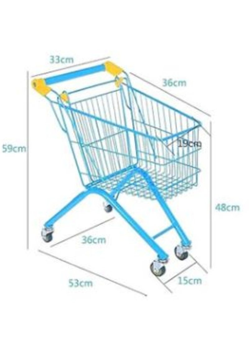 حسم عربة تسوق من الحديد للأطفال، عربة تسوق صغيرة للسوبر ماركت للأطفال، لعبة عربة تسوق بإطار معدني قوي، عربة تسوق للعب التظاهري للأطفال من عمر 3 أعوام فما فوق - Image 2