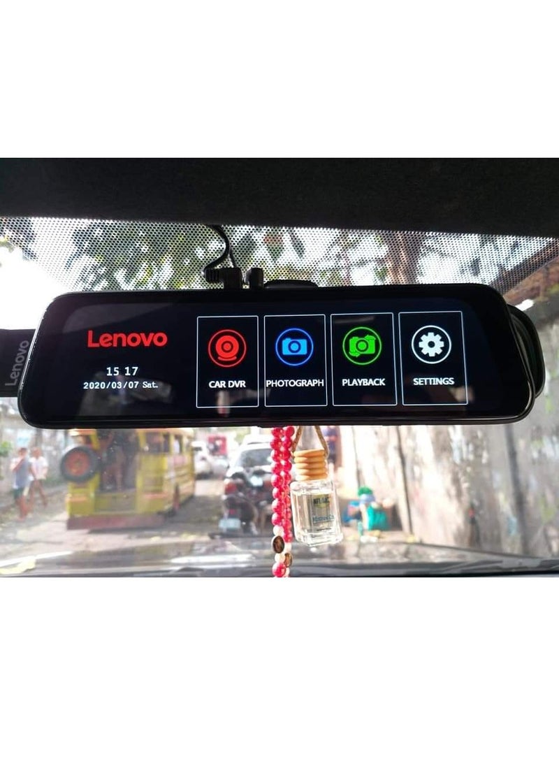 Lenovo - Lenovo DVR V7 With 2 Camera Touch Screen Center Mirror Recorder With 2 Cameras Dashcam 64GB SD Card Included - Image 1