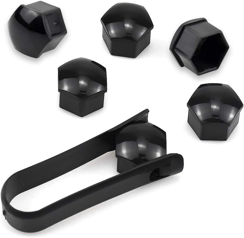 Fodlon Wheel Nut Caps, 17mm Universal Tyre Nut Covers 20 Pieces Bolt Covers Black Tire Screw Cover Cap Car Tire Screw Cap Protection with Removal Tool Locking Caps Set for Cars Vehicle - Image 5