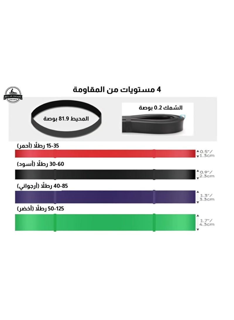 Relax Smart Resistance Bands Set 4 Pcs Exercise Bands Workout Bands Elastic Bands for Exercise Pull Up Assistance Bands Fitness Bands Assist Set for Body Training Strength Weighted Gyms - Image 2