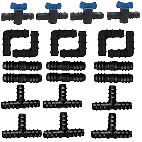Ascension 16 MM Drip Irrigation Pipe Fittings, Accessories, Elbows, Tee, Straight Connectors, Taps Agro Drip Irrigation Tools Garden Water Supplying Kit (15Pcs Each Total 60 Pieces) - Image 1