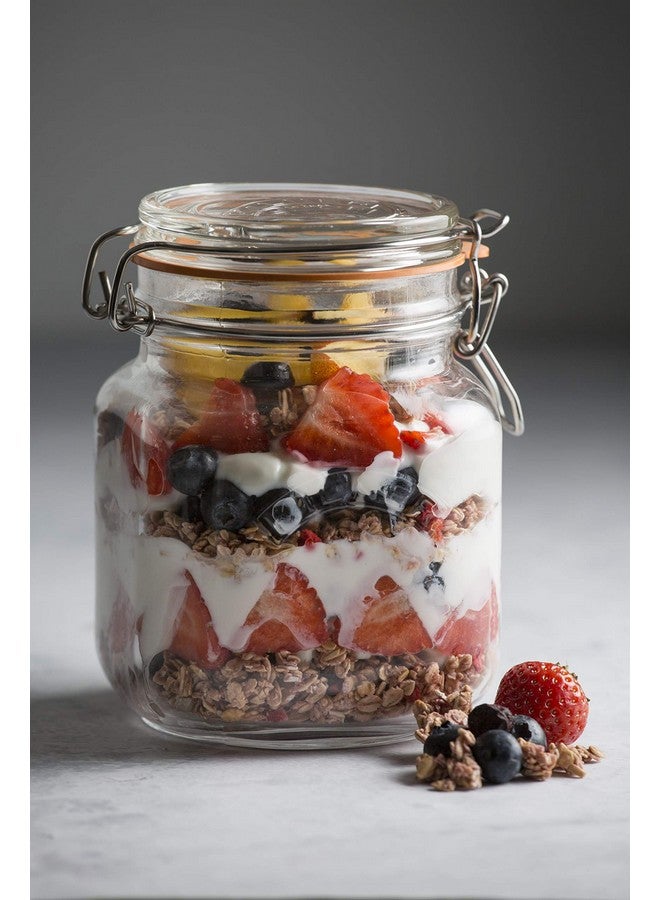 Kilner EST 1842 Premium Clip Top Airtight Glass Canister Food Storage container Jar for thinKitchen with Lid of Glass, Glass Lock with Wire Clip Lock, Top Fastening Lid, 1 Litre,Clear - Image 4