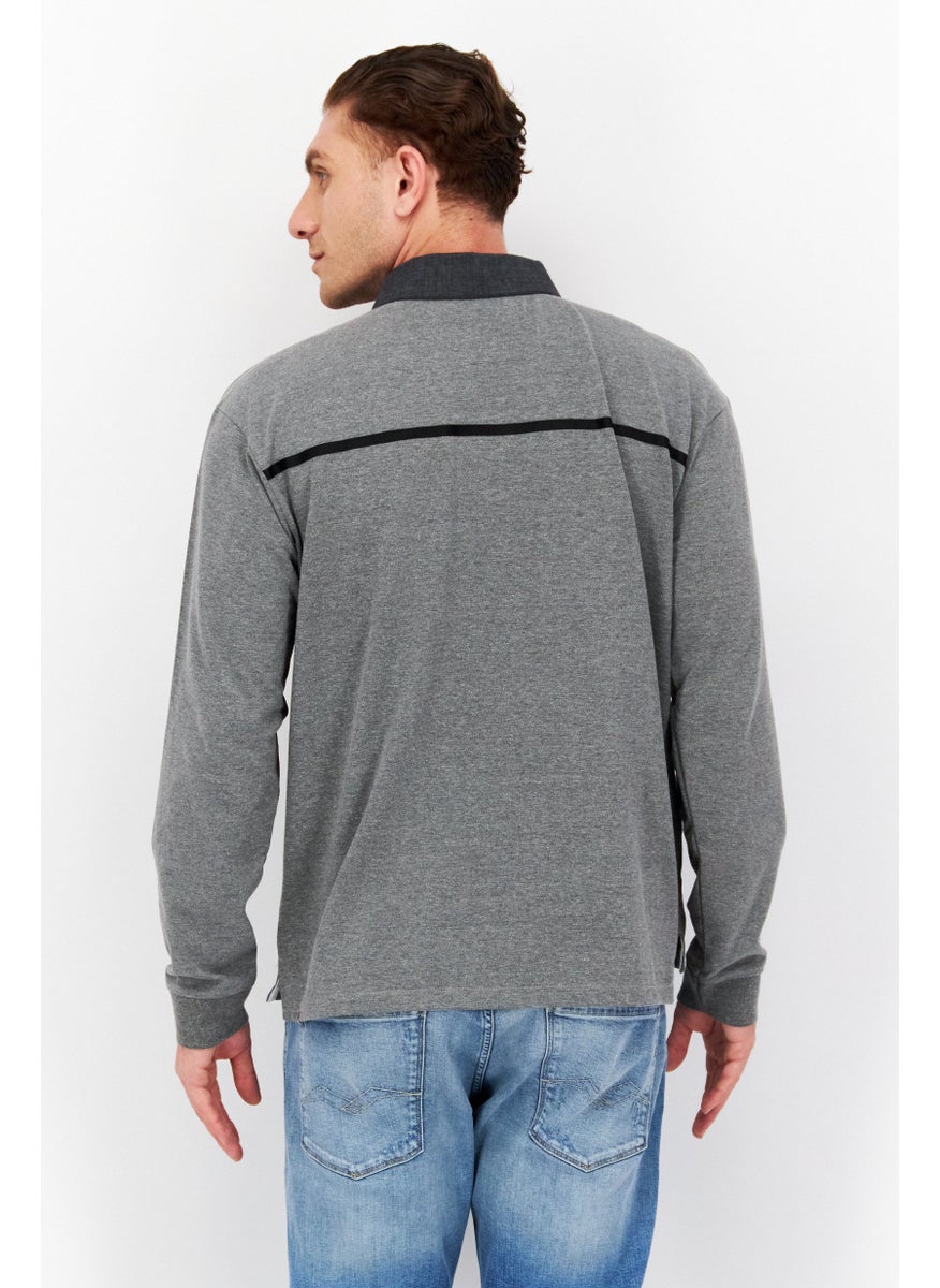 CATERPILLAR - Men Regular Fit Brand Logo Logo Sleeves Polo Shirt, Dark Grey Heather - Image 1