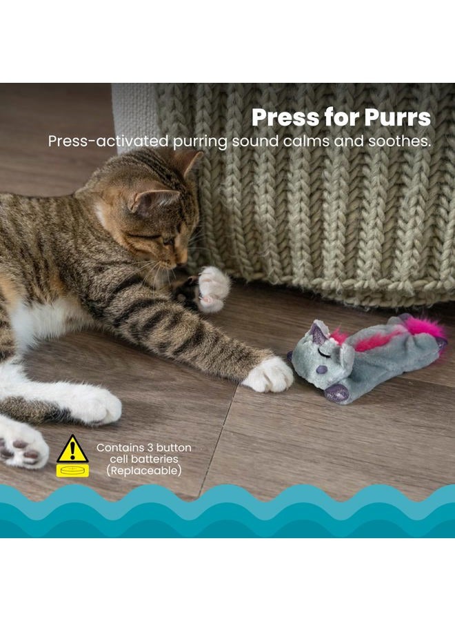 Catstages Purr Pillow Sloth Calming Cat Toy with Soothing Purr and Plush Material, Green - Helps Comfort Anxious Cats - Image 4