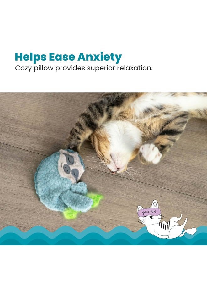 Catstages Purr Pillow Sloth Calming Cat Toy with Soothing Purr and Plush Material, Green - Helps Comfort Anxious Cats - Image 5