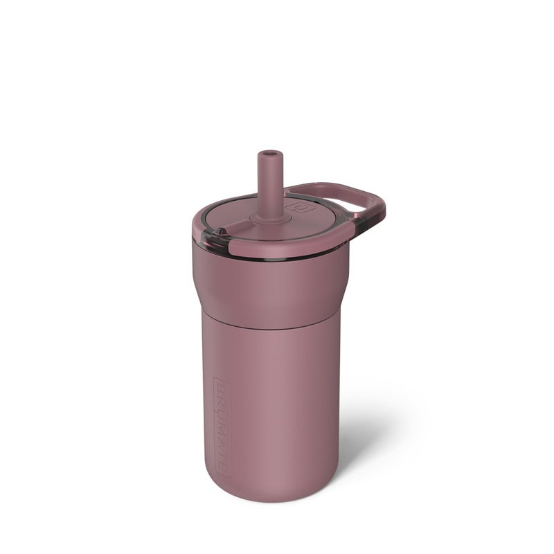 BrMate Leap 12oz 100 Leakproof Kids Tumbler with Handle and Silicone Soft Straw Drop Resistant Silicone Sleeve For Kids 4 Insulated Stainless Steel Cup Holder Friendly 12oz Rose Taupe