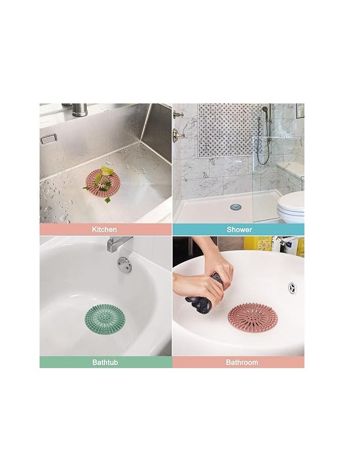 General Hair Catcher Durable Silicone Hair Stopper Shower Drain Covers Easy to Install and Clean Suit for Bathroom Bathtub and Kitchen 5 Pack  - Image 2
