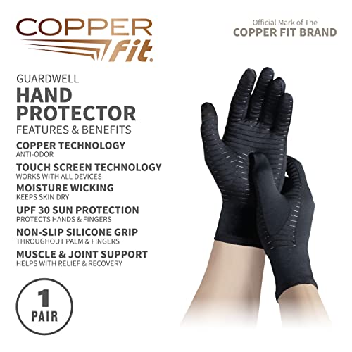 Copper Fit Guardwell Gloves Full Finger Hand Protection, Small/Medium, Black - Image 2