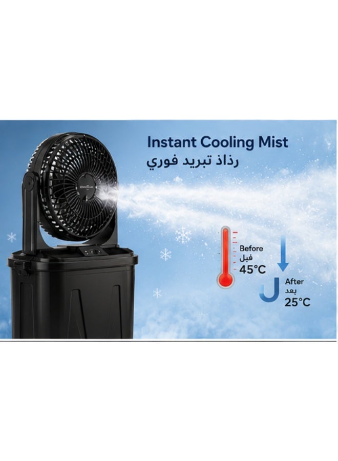 Inabyte 9L Portable Misting Fan Outdoor Cooling Fan with Large Water Tank USB Rechargeable Cooling Fan with Night Light for Camping BBQ Patio - Image 4