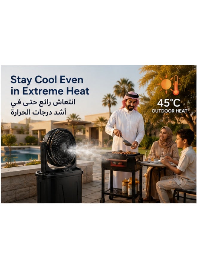 Inabyte 9L Portable Misting Fan Outdoor Cooling Fan with Large Water Tank USB Rechargeable Cooling Fan with Night Light for Camping BBQ Patio - Image 2