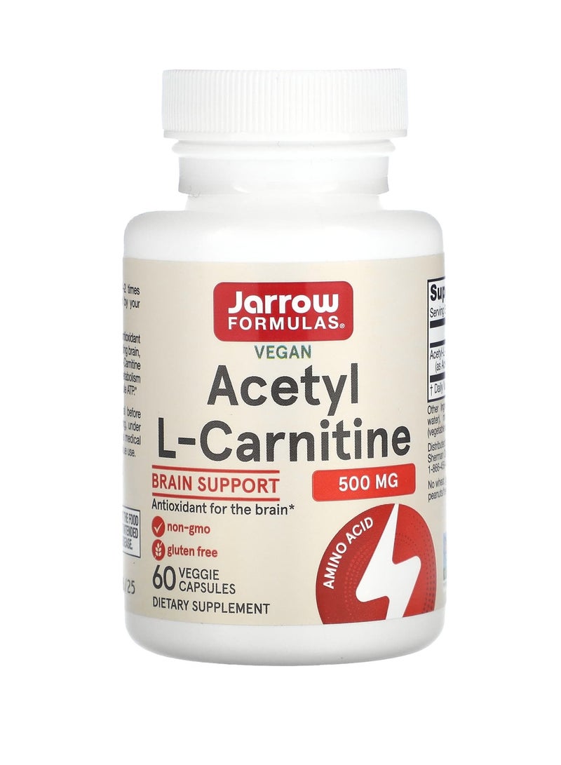 jarrow formulas Acetyl L-Carnitine, 500 mg, 60 Veggie Capsules - Image 1