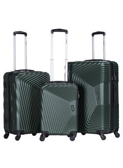 VIPTOUR ABS Hardside 3 Piece Trolley Luggage Set  Spinner Wheels with Number Lock 20/24/28 Inches   Dark Green  - Image 1