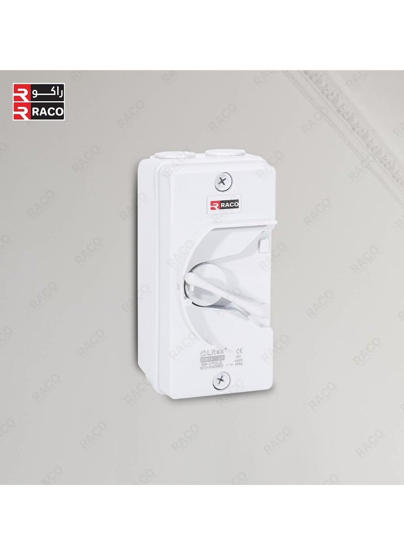 RACO RACO Topex IP66 Weatherproof Isolating Switch | Surface Mount IP66 Isolator Switch Grey 20A - Image 3