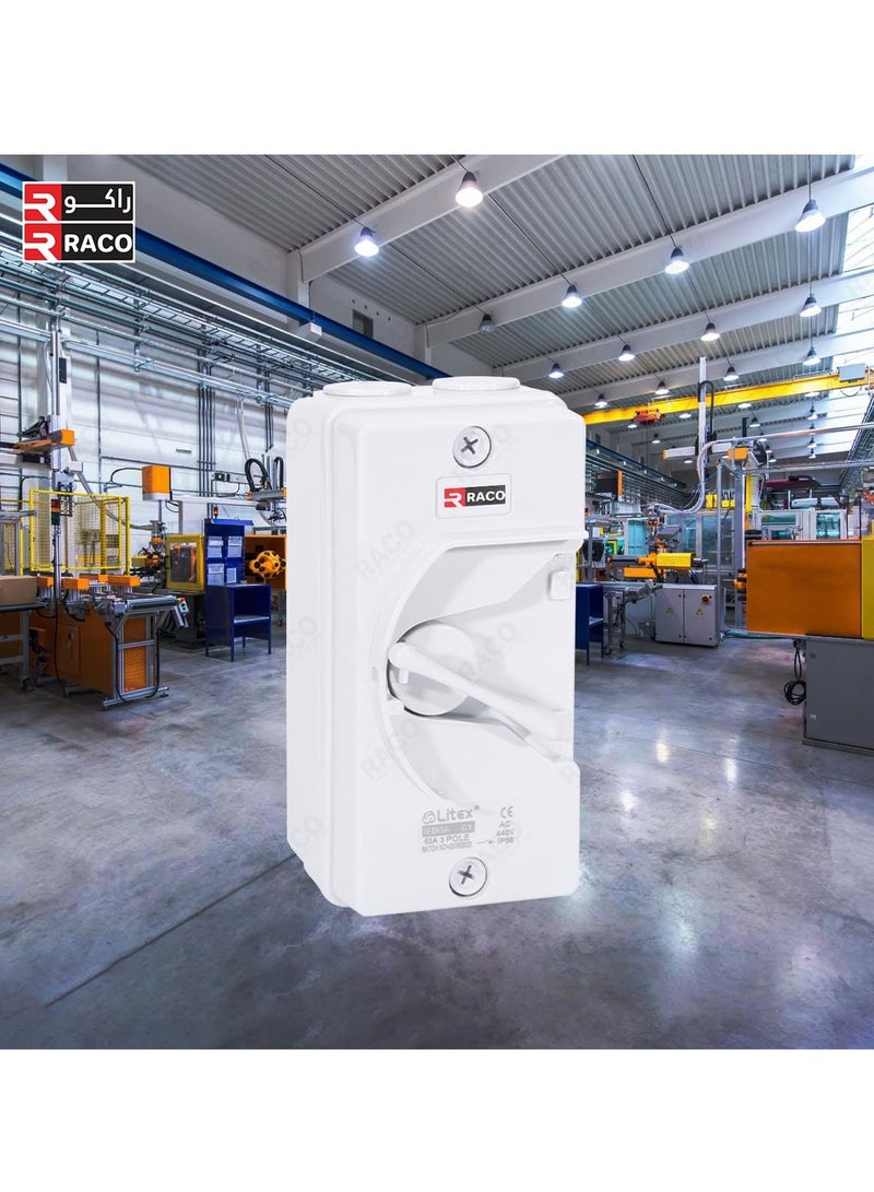 RACO RACO Topex IP66 Weatherproof Isolating Switch | Surface Mount IP66 Isolator Switch Grey 20A - Image 4