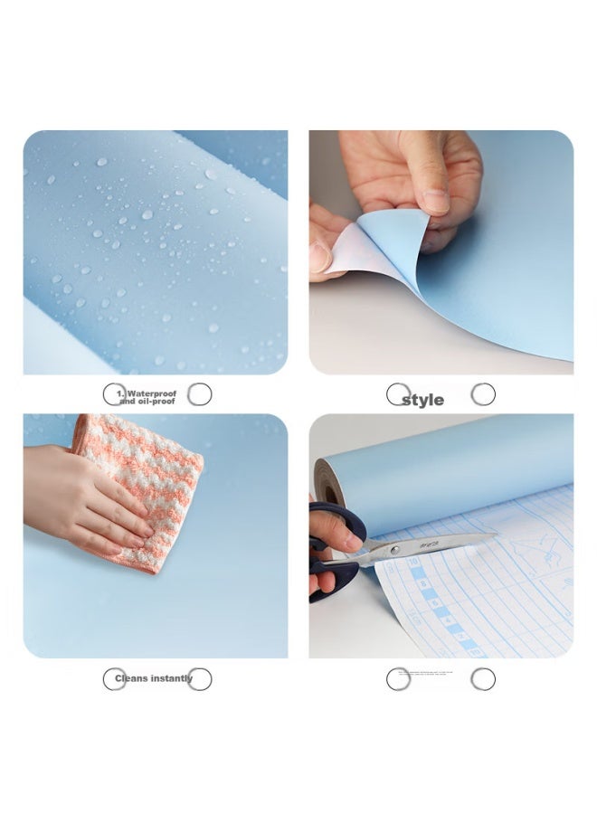 Cuttlefish Modouyu Self-adhesive Wall Sticker, Bedroom Wallpaper, Living Room Decorative Sticker, Thickened Waterproof, Blue, 10 Meters - Image 2