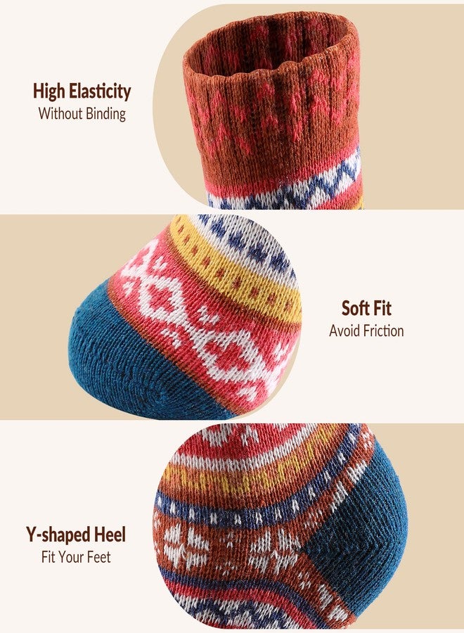 Premillow Wool Socks for Women - Womens Wool Socks Winter Sock for Women Men Warm Thick Knit Soft Vintage Casual Crew Sock, 5 Pairs Curve Pattern, One size - Image 4