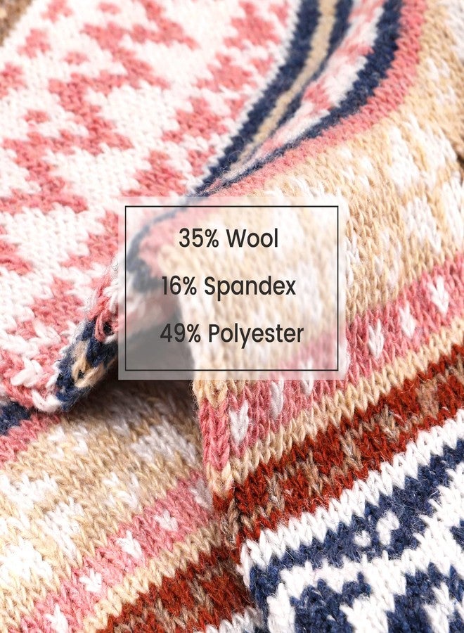 Premillow Wool Socks for Women - Womens Wool Socks Winter Sock for Women Men Warm Thick Knit Soft Vintage Casual Crew Sock, 5 Pairs Curve Pattern, One size - Image 5