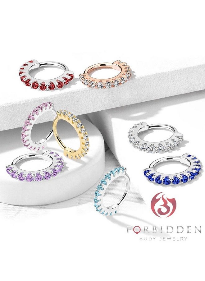 Forbidden Body Jewelry - 18G 8Mm Platinum Plated Brass Bendable Nose Ring And Cartilage Hoop Lined With Cz Gems - Image 1