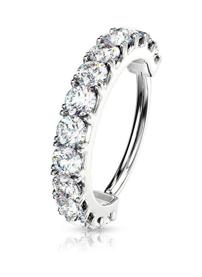 Forbidden Body Jewelry - 18G 8Mm Platinum Plated Brass Bendable Nose Ring And Cartilage Hoop Lined With Cz Gems - Image 1