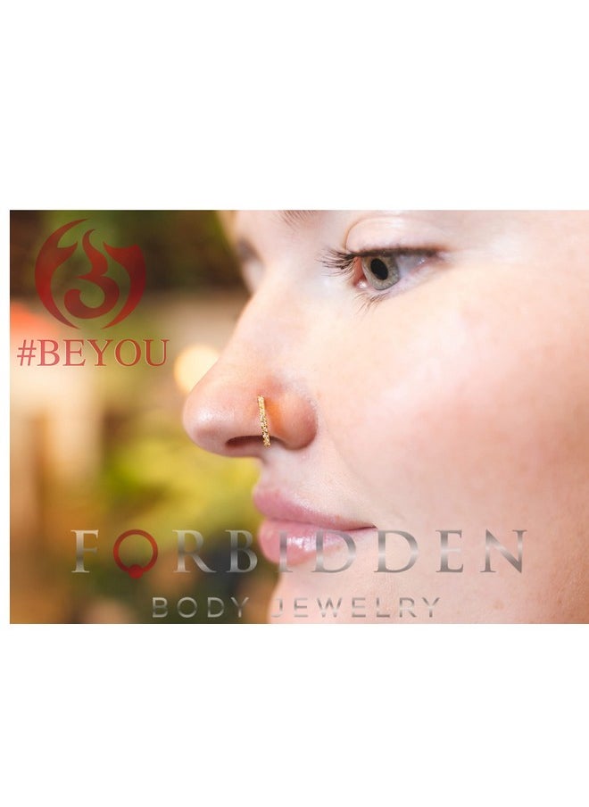 Forbidden Body Jewelry - 18G 8Mm Platinum Plated Brass Bendable Nose Ring And Cartilage Hoop Lined With Cz Gems - Image 1