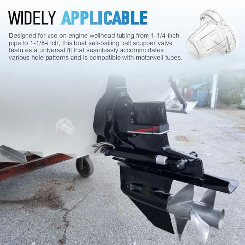 Tobaiwind Boat Self-Bailing Ball Scupper Valve Fits Over 1-1/8" Motorwell Tubes - Boat Ball Scupper Valve Positive Sealing Ball Drain Replaces Worn Out Flapper Scupper, Water Resistance Scupper Drain Valve - Image 2