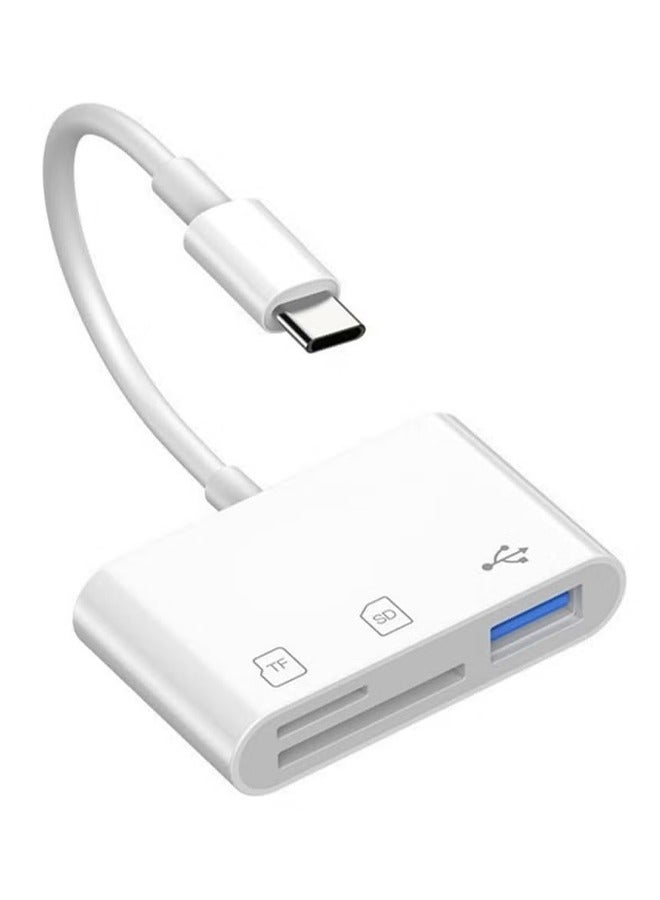 3 in 1 USB C SD Card Reader, High Speed Memory Card Reader Adapter, Type C Adapter for iPhone 15 Series, iPad Pro/Mac/Laptop and More Type C Devices, White  - Image 1