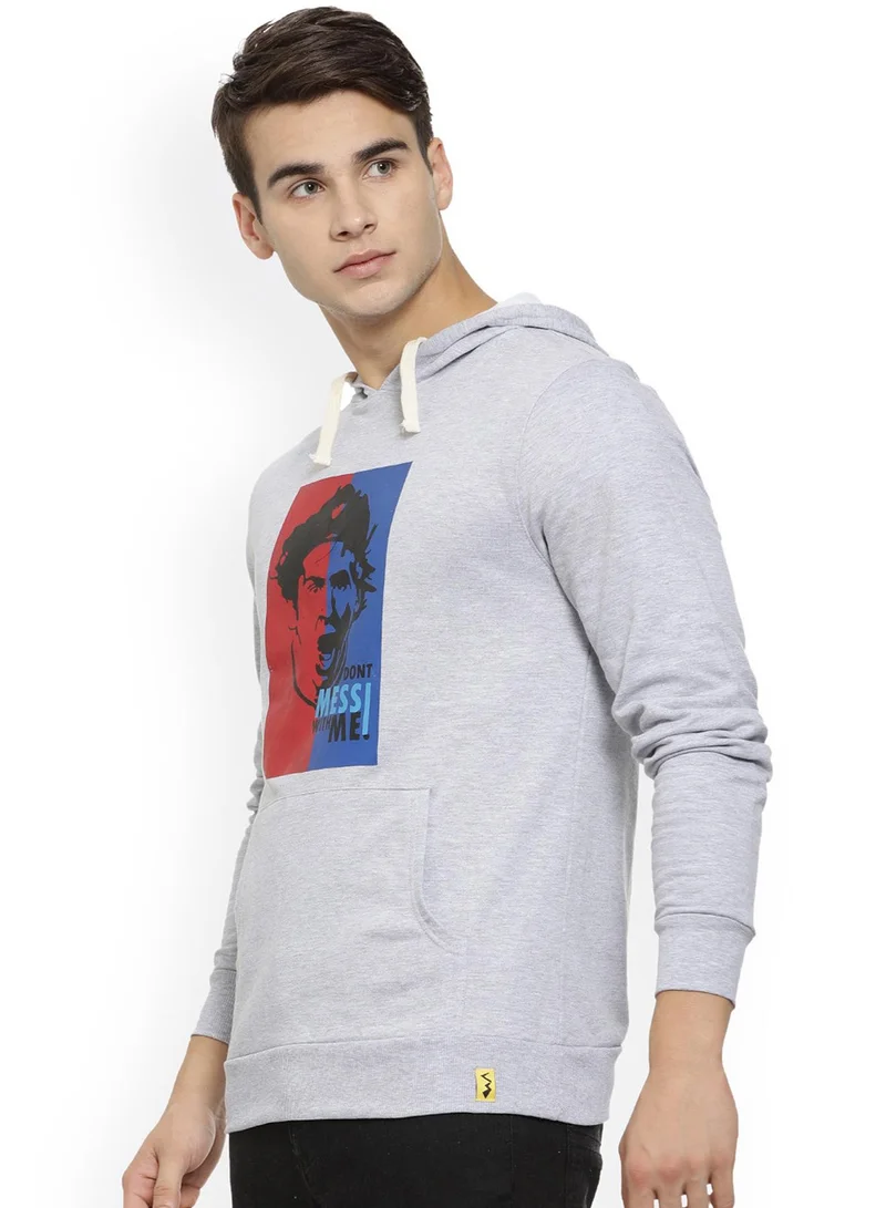 كامبوس سوترا هودي رجالي رمادي فاتح بطبعة ميسي