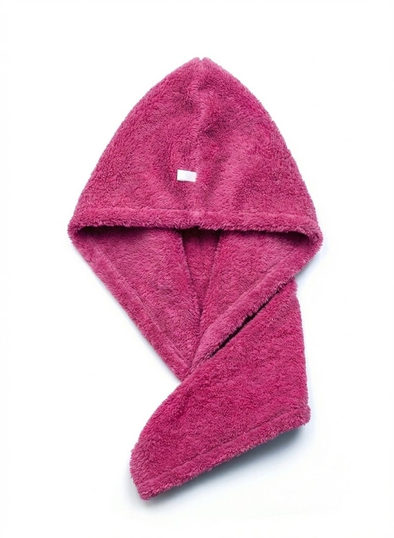 1Chase 100% Cotton Terry Hair Towel Wrap, Fuchsia - Image 2