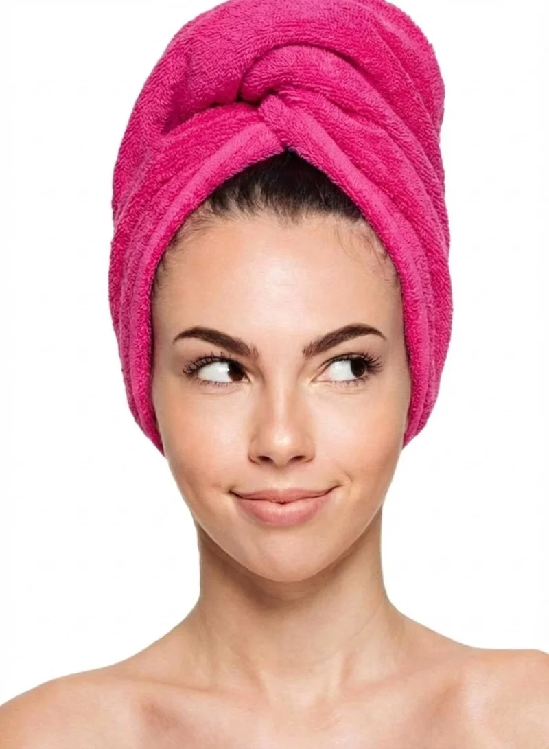 1Chase 100% Cotton Terry Hair Towel Wrap, Fuchsia
