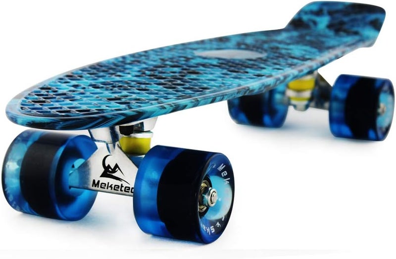 Meketec Skateboards Complete 22 Inch Mini Cruiser Retro Skateboard for Kids Boys Youths Beginners - Image 1