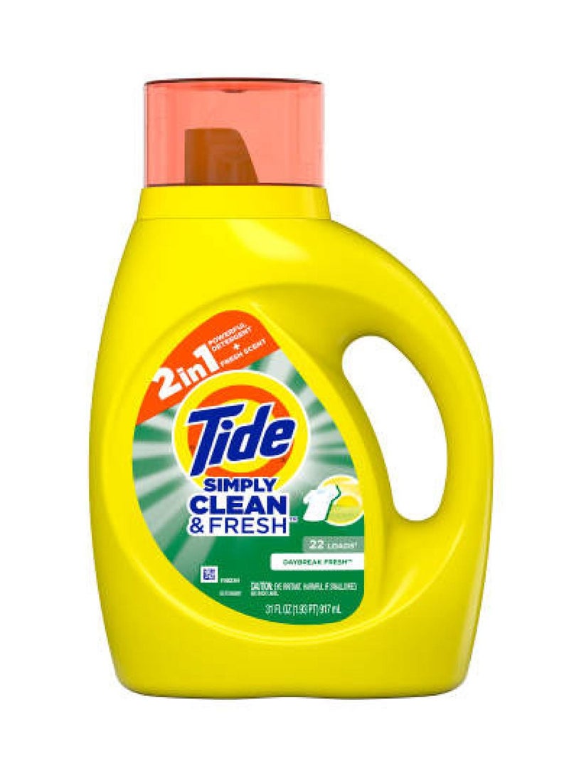 Tide Simply Clean Fresh Liquid Laundry Detergent Daybreak Fresh 22 loads 31fl oz 917 mL
