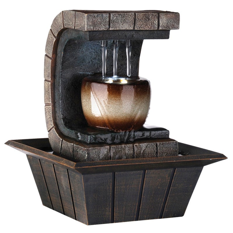 ORE International K323 Indoor Meditation Table Fountain with LED Light 934Inch