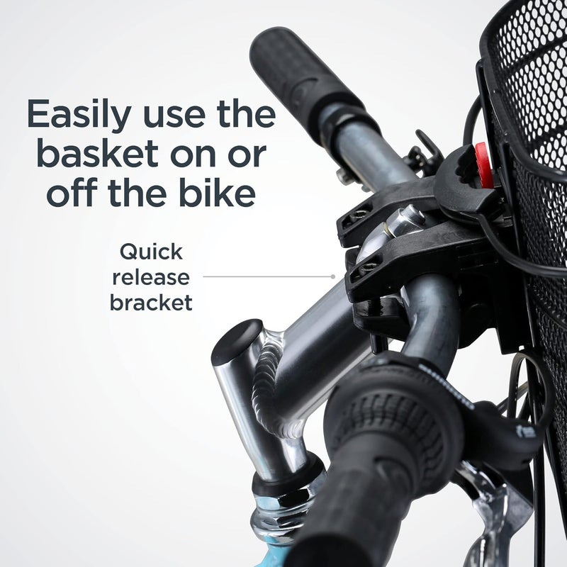 SCHWINN سلة دراجة سريعة الإطلاق، سوداء، مقاومة للعوامل الجوية، مقبض قابل للطي للحمل باليد، تناسب معظم دراجات البالغين، تشمل أدوات التركيب، سلة دراجة للدراجات البالغة - Image 3