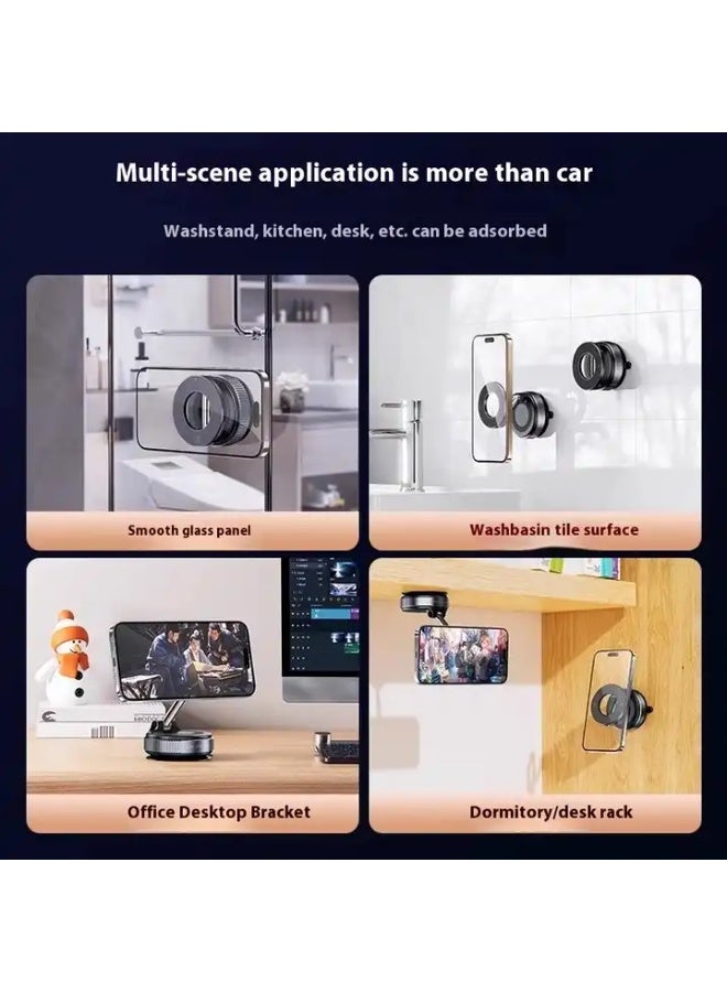 2025 new vacuum suction phone holder car magnetic suction 360 degree multifunctional center console navigation suction cup strong magnetic K007- 【 white 】  - Image 3