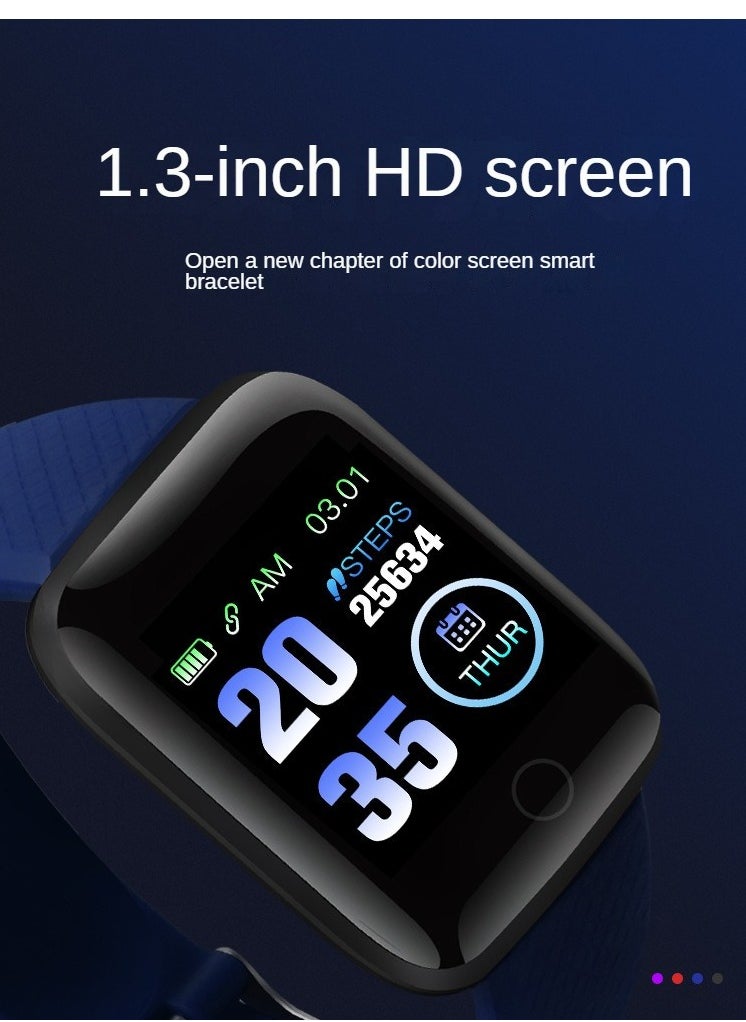 AROAQ - Smart Watch, Rectangular Dial Durable Smart Wrist Watch, USB Charging Fitness Tracker Watch With Blood Pressure Monitor Fitness Tracker Call And Message Notification, (Black) - Image 1